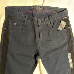 New Men’s Guess Alameda Slim Tapered Blue Black Jeans 34